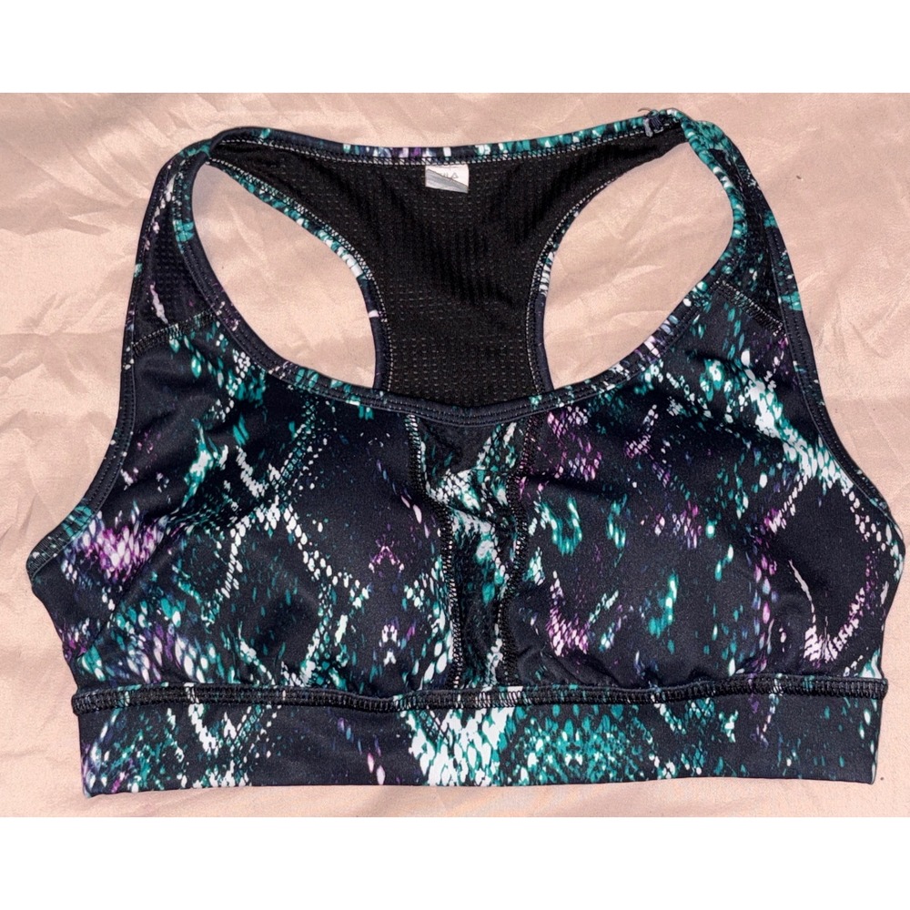 Fila Multicolored Snakeskin Print Medium Impact Racerback Sports Bra, Medium